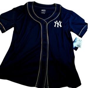 Majestic New York Yankees Mens NEW Blue Button Down Shirt - XL